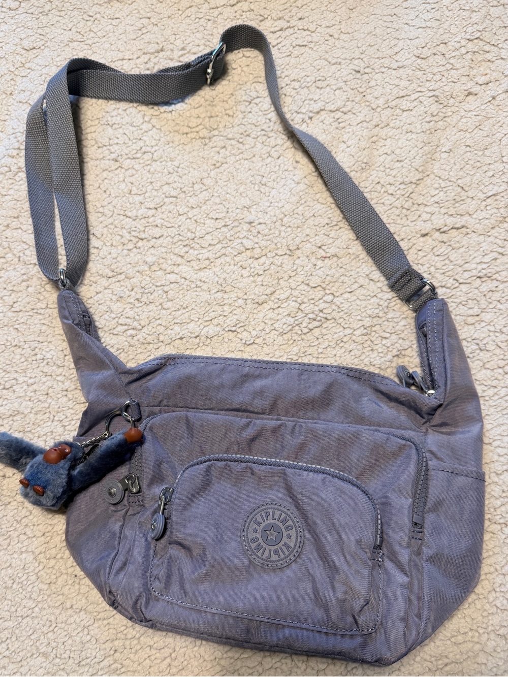 Kipling Lavender Gray Crossbody Messenger Bag